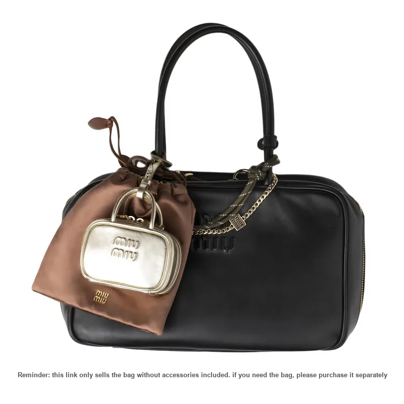 MIU MIU Beau Lambskin Bag Charm Bag Accessory Women's Yellow Iron Ore-4
