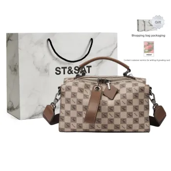ST&SAT PVC Pillow Bag Handbag Boston Bag Large Size Women's Coffee