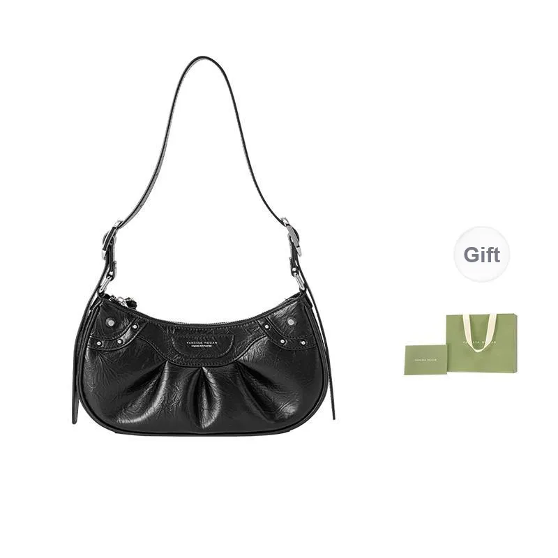 VANESSA HOGAN Cow Leather Handbag Shoulder Bag Crossbody Bag Medium Size Women's Black/Ecru-5