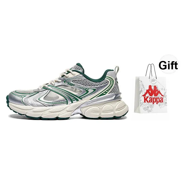 Kappa Anti Slip Wear Resistant Low Top Chunky Sneakers Men's Silver White Green