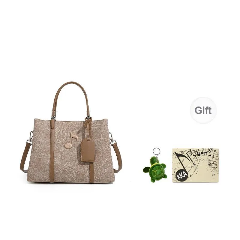 KKA Fabric With PU Handbag Shoulder Bag Crossbody Bag Regular Women's Ink Blue/Khaki/Red Brown-0