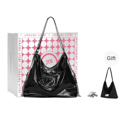 JELLYTOYBOY Cow Leather Roaming Bag Double Shoulder One Shoulder Tote Women
s Black/White
