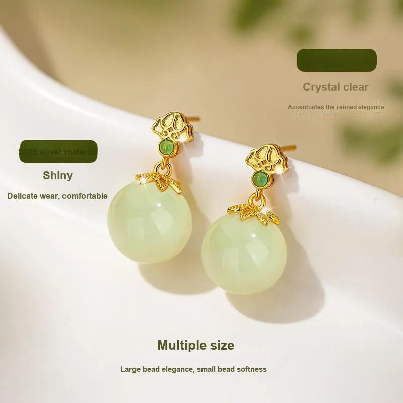 Encounter Gift Earrings Pale Greenish White Jade Women's-2