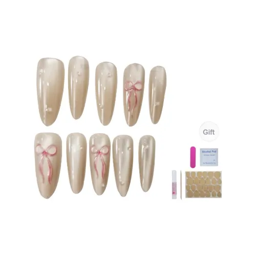 UNSEKI Кокетливый стиль Ледяная прозрачность Капля воды Императрица False Nail Миндаль Телесный Градиентный Блестки