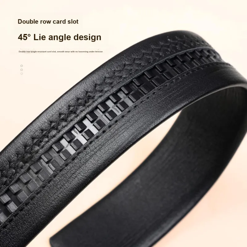 Red Bean Top Grain Cow Leather Leather Belts Men's Ink Shadow Black Width: 3.5cm-5