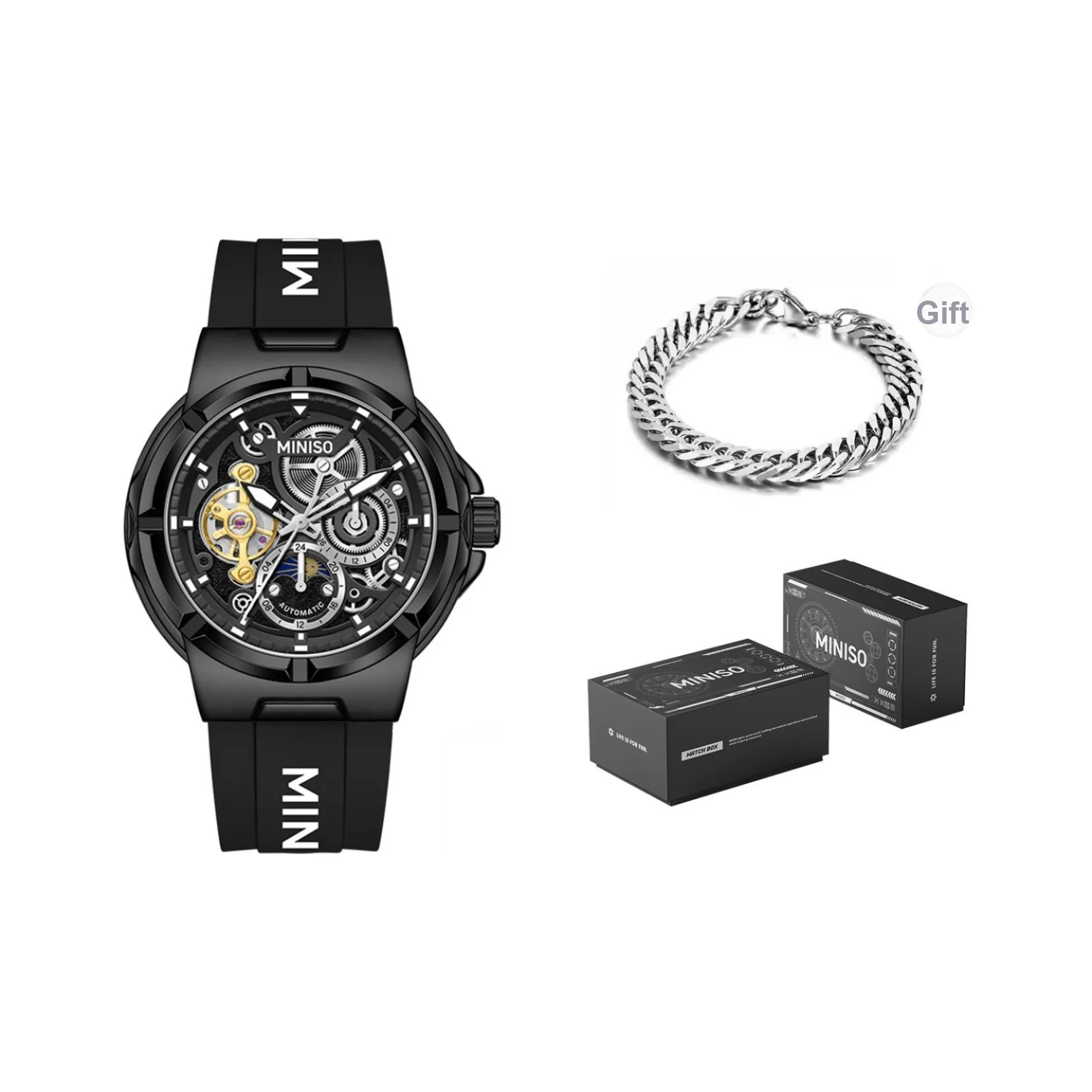 MINISO Mechanical Movement Watch Men's Watches Black Dial
