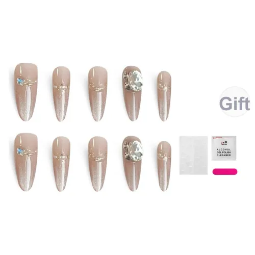 JIABITU Позолоченный Большой Ромб Сенсорный Ненадежда Искусственный Ногтик Длинный Заостренный Цвет Jump Смужка Флип 17мм