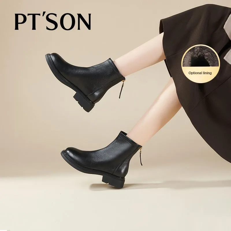 PT'SON Ankle Boots Women's Black/Apricot-15