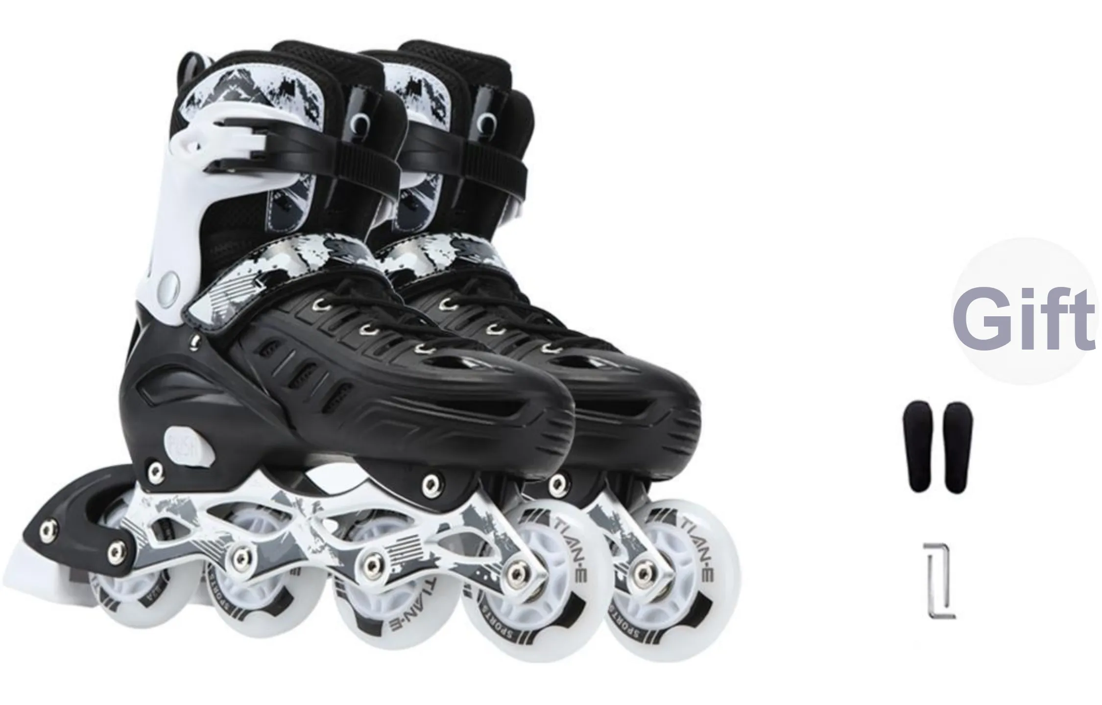 SOFT Inline Skates Silicone Unisex 1 Pair Black White