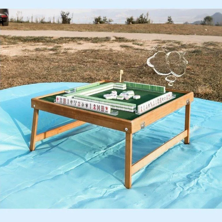 Lezhi By Me Portable Outdoor Mahjong Table Travel Foldable Set In Solid Wood Board Games-5
