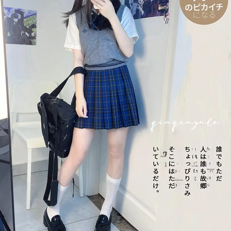 Tokyo Season Casual Short Skirts Women's Green Vine High School Plaid Skirt-51