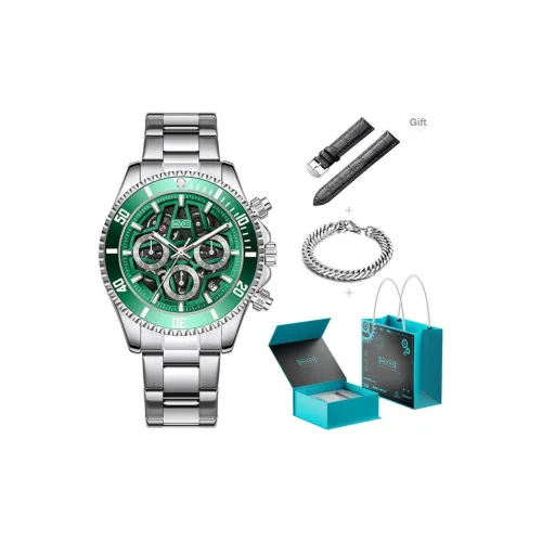 BEXEI Кварцевый механизм стальной ремешок мужские часы зеленый циферблат