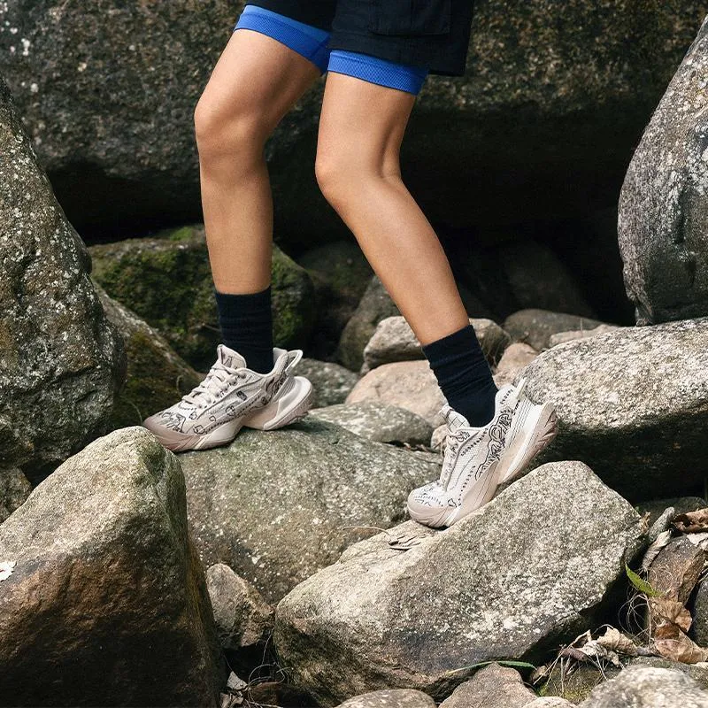 LiNing CF Hiking 3 Cushioning Wear Resistant Low Top Casual Shoes Unisex Beige White Black-7