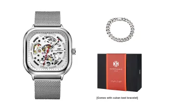 KUN HUANG Mechanical Movement Watch Men's Watches Silver Dial
