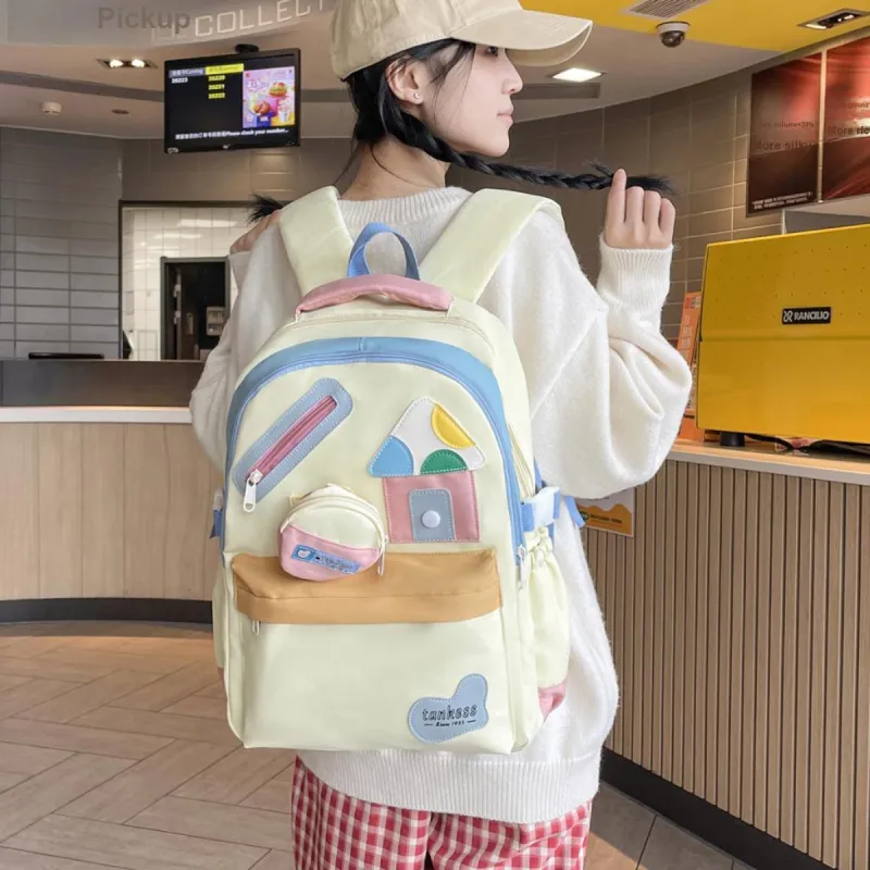 WICKBUEN Nylon Backpack Regular Unisex White/Yellow-10