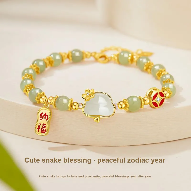 MOLADY Hetian Jade Bracelets Pale Greenish White Jade Women's-5