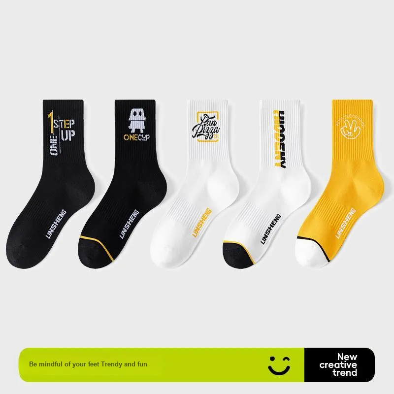 MIIOW Trend Party Series Mid Calf Socks Men's Shopping Bag 5 Pack-1