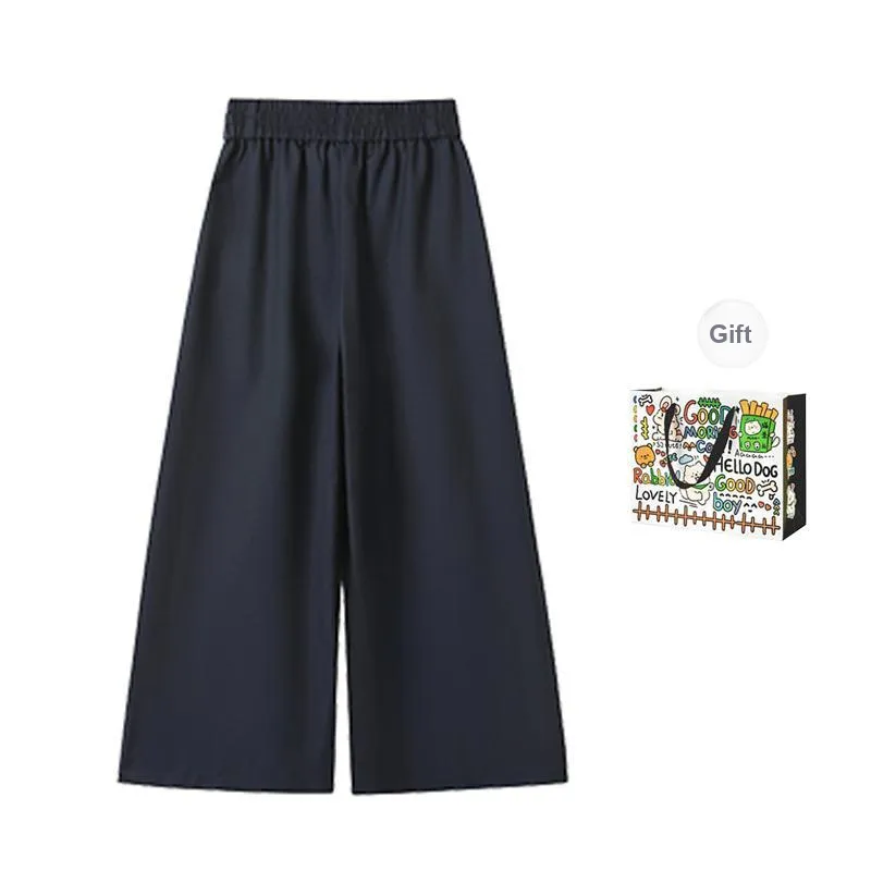 OURUOKE Casual Pants Women's Navy Blue-3