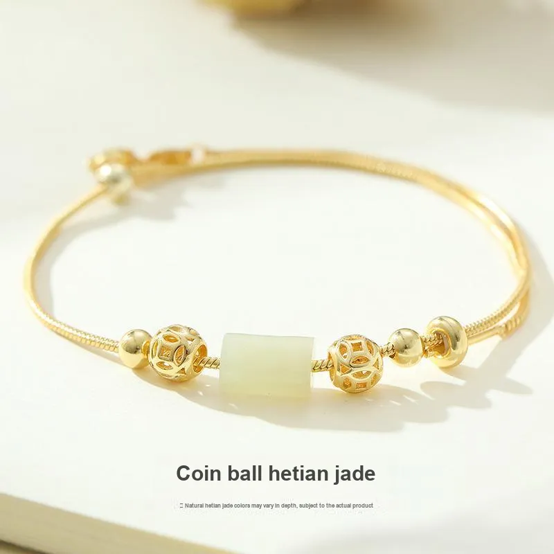 Andaozi Hetian Jade Bracelets Pale Greenish White Jade Women's-1