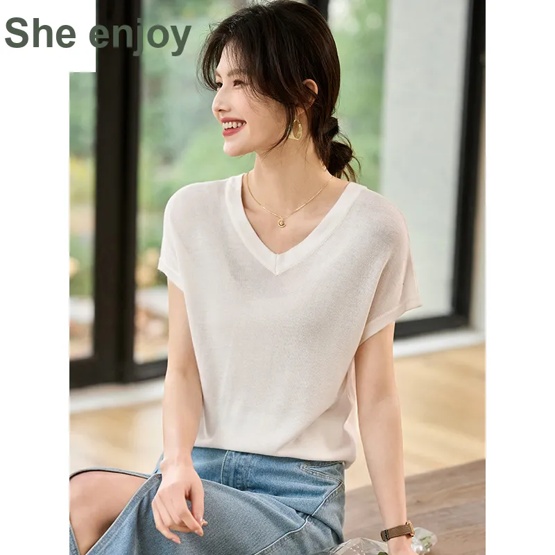 She Enjoys Regular T Shirt Women's Milk White-2