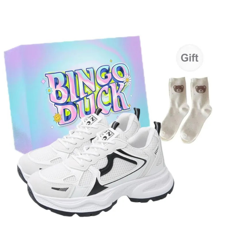 BINGO DUCK Slip Resistant And Breathable Low Top Chunky Sneakers Women's-7