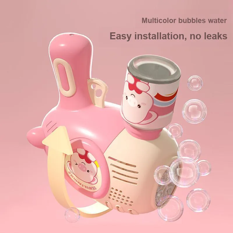 BIG TAYLOR Pink Piglet, Handheld Fully Automatic 10 Hole Bubble Blower, Outdoor Toy Bubble Machines-3