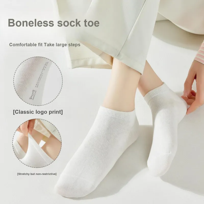 MIIOW Ankle Socks Women's 6 Pack White-5