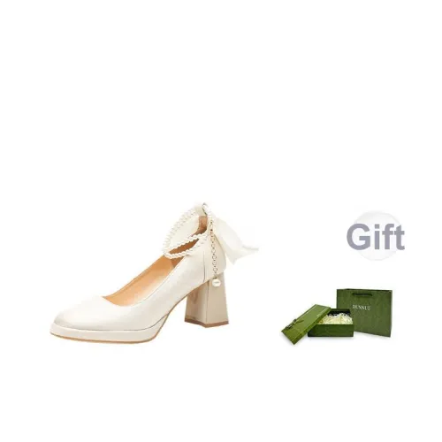 Dunnu Грубый каблук Высокие каблуки Женские Абрикос