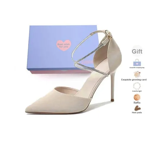 Xingdiman Низкий каблук Высокие каблуки 9 см Женские Экрю Набор в подарочной коробке