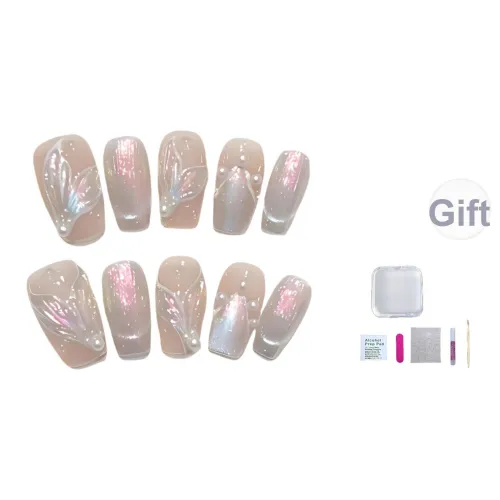 A Few More Cute [Dreamy Fish Ласточкин хвост] Ручной Съемный Nail Art False Nail Короткий LADDER Розовый Smudge Coquette