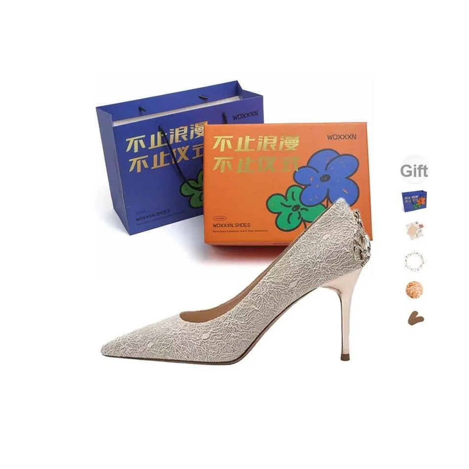 WOXXXN Узкий каблук Высокие каблуки Женские Золотой [Gift Box Set]