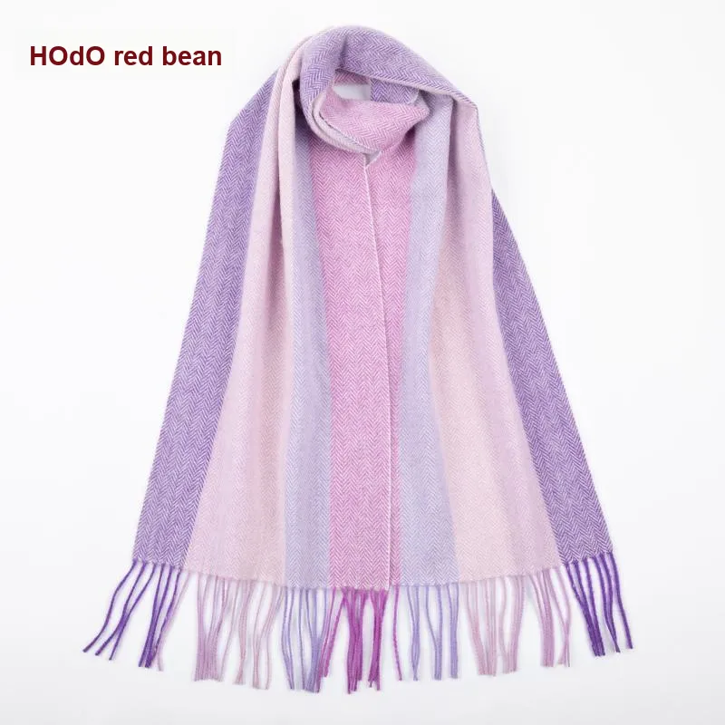 Red Bean 100% Wool Knit Scarves Women's-25