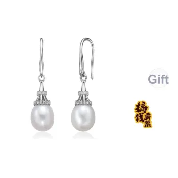 Luxury Beads Freshwater Pearl S925 Silver Hoop Earrings Women's