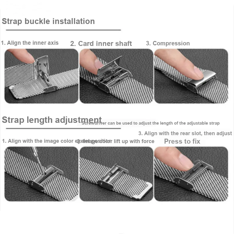 HUIMINGPIN Huawei Xiaomi Samsung VivoOPPO Compatibility Watch Band Stainless Steel Material-2
