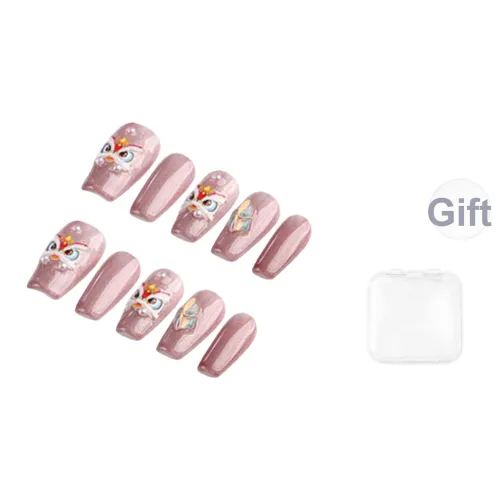 Fanze Лев Кошачий глаз 3D-эффект Тисненый Осветляющий False Nail Средний LADDER Розовый Смужка 20мм