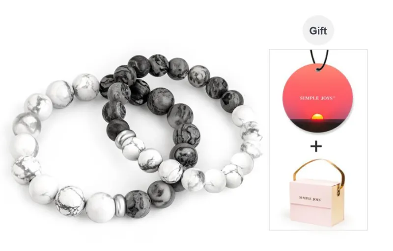 SIMPLE JOYS Bracelets Unisex Map Stone White Turquoise Stretchable Minimalist Style New Chinese Trend-29