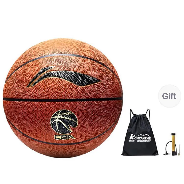 LiNing CBA Collection PU Basketball Brown Size 7 Ball Match Unisex-0