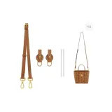 MCM 브라운 1.5cm 와이드 조절 가능 숄더 스트랩 75-100cm + 브라운 내마모성 버클 1쌍 [1쌍의 금속 보호 반지 포함]