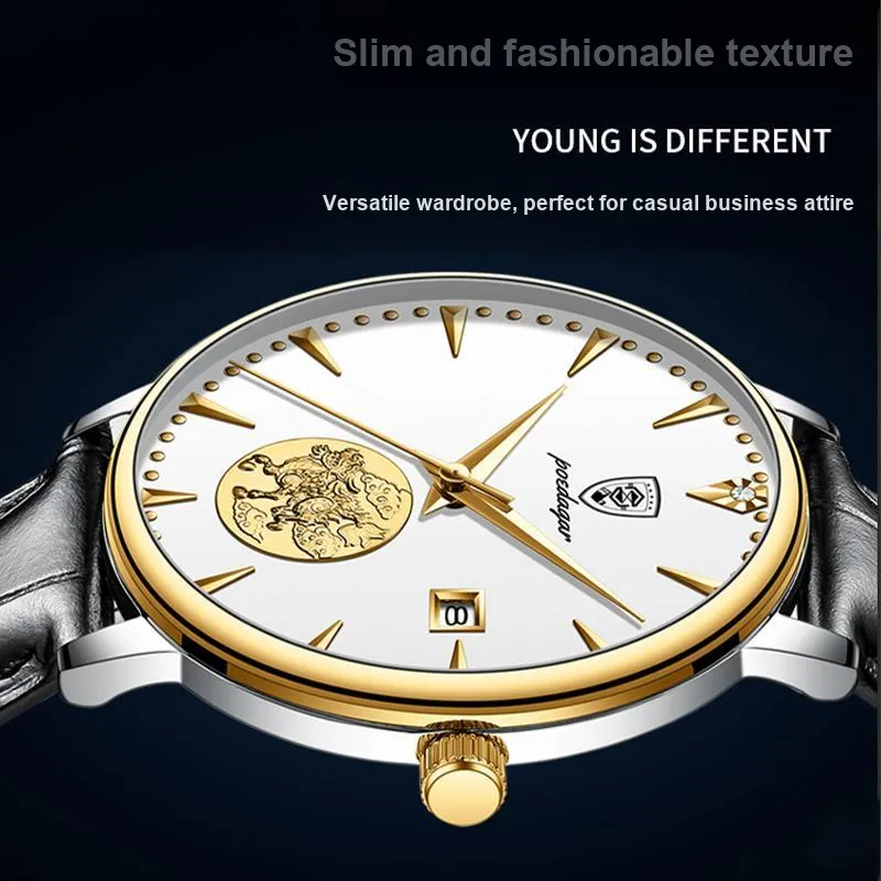 POEDAGAR Automatic Mechanical Movement Watch Men's Watches White Dial-11
