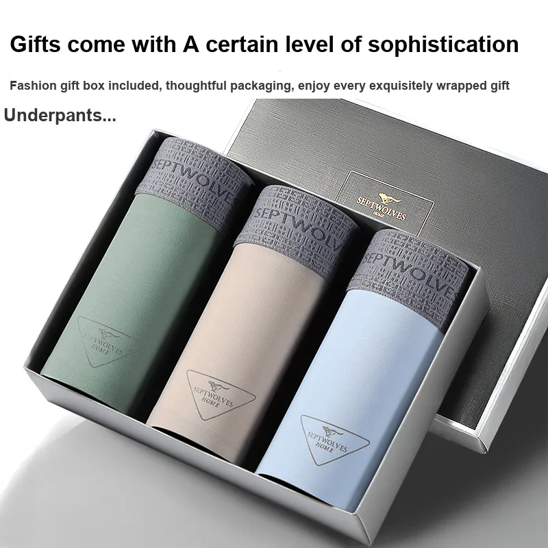SEPTWOLVES Underpants Men's 3 Pack Gift Box Set+Shopping Bag-10