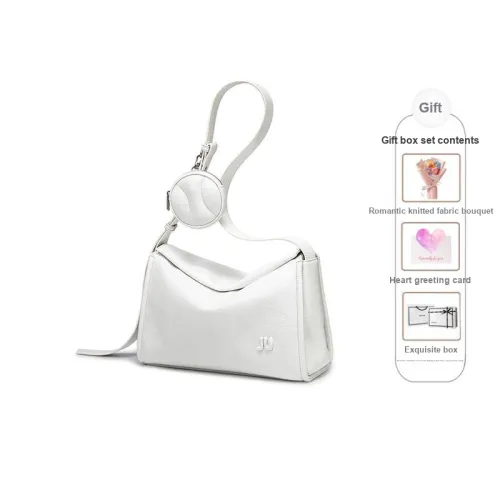 JUST STAR Cow Leather Pillow Bag Tote Bag Shopping Bag Crossbody Bag Shoulder Bag Women's White/Gray/Black