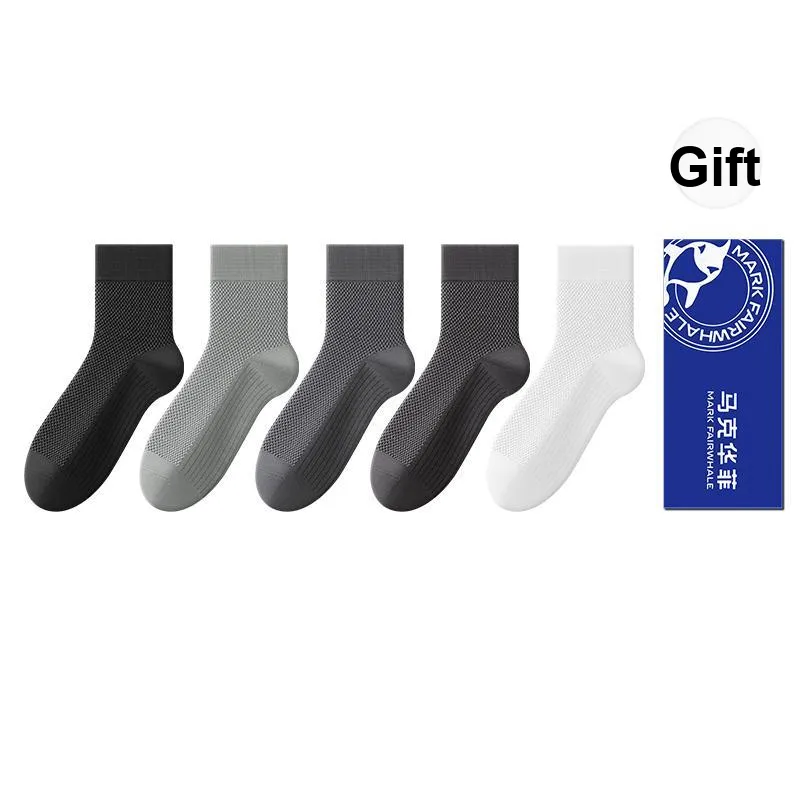 FAIRWHALE Mid Calf Socks Men's 5 Pack Gift Box Set-35