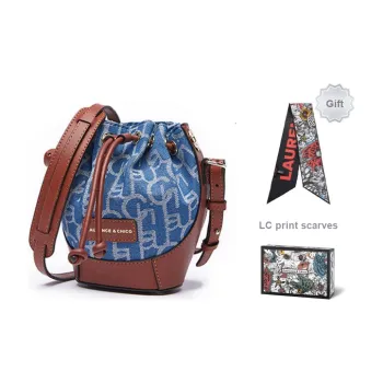 Laurence & Chico Denim Flower Pot Bag Makeup Bag Handbag Shoulder Bag Crossbody Bag Mini Women's Purple & Blue