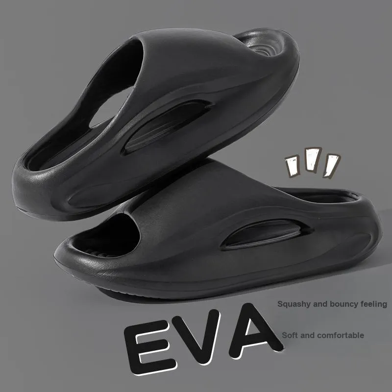 LUNNIFEIYA Slip Resistant Trendy Indoor Versatile EVA Platform Couple's Slippers Black Gray Khaki Ecru-2