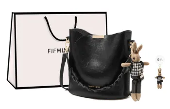 15 MINS Synthetic Leather Bucket Bag, Shoulder Bag, Crossbody Bag Regular Women's Coffee/Black