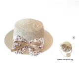 Large Pink Bow-Beige Hats & Caps (Head Circumference 50-52cm)