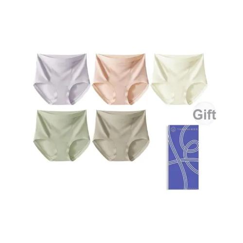 Yingzina 5 пар Свет Egrets Белый+Светло-лаймовый Зеленый+Простой Персиково-розовый+Серо-бежевый+Туманно-фиолетовый Женские Трусики-бикини