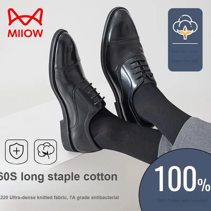 MIIOW Mid Calf Socks Men's Box 5 Pack Black-2
