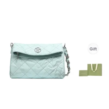 VANESSA HOGAN Cow Leather Commuter Bag Shoulder Bag Medium Size Women's Ecru/Black/Light Blue