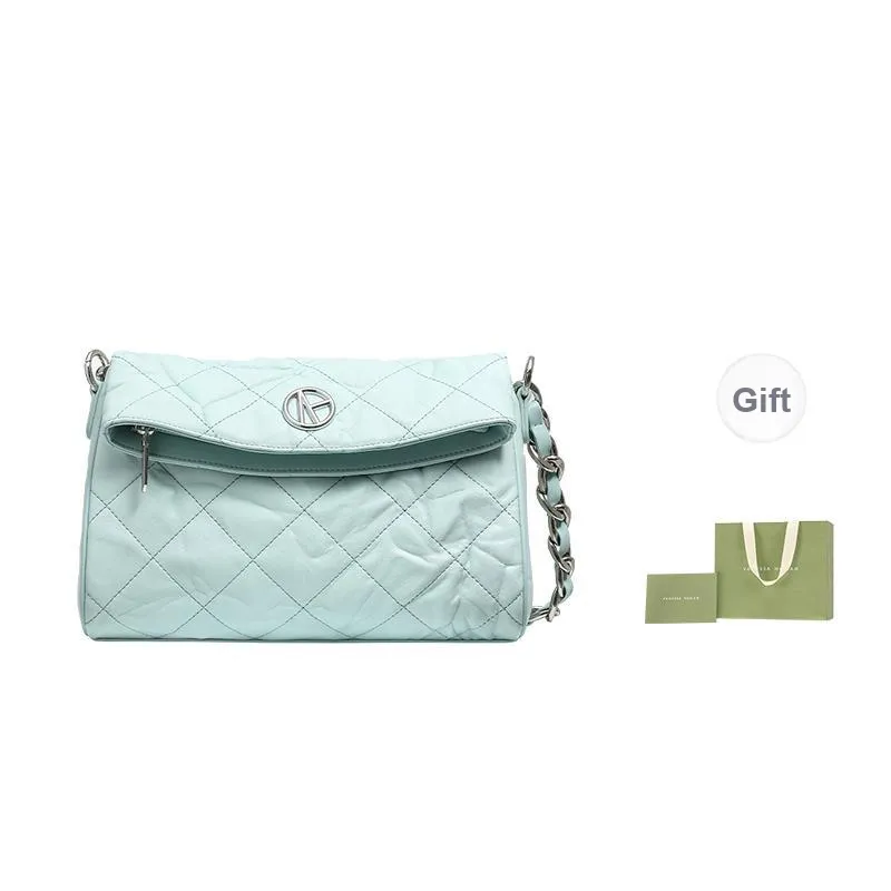 VANESSA HOGAN Cow Leather Commuter Bag Shoulder Bag Medium Size Women's Ecru/Black/Light Blue-0
